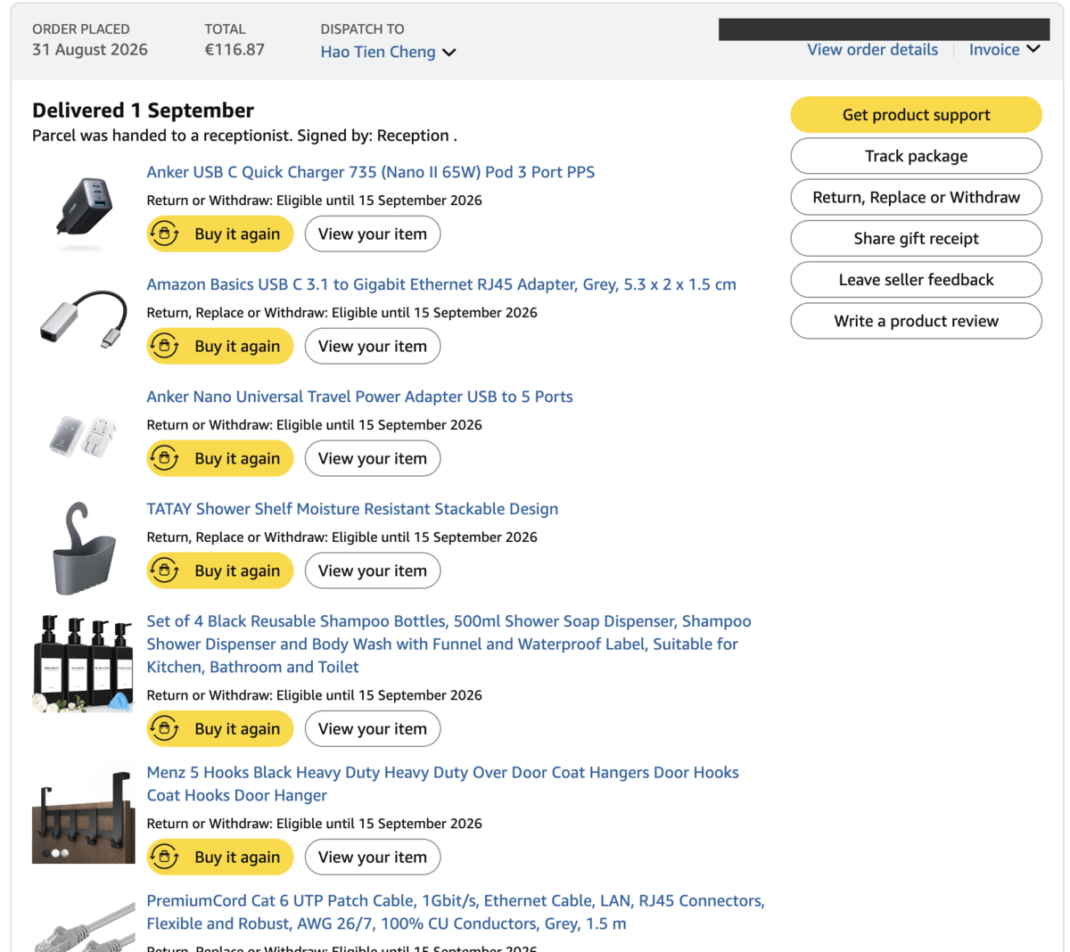Amazon 訂單隔天送達