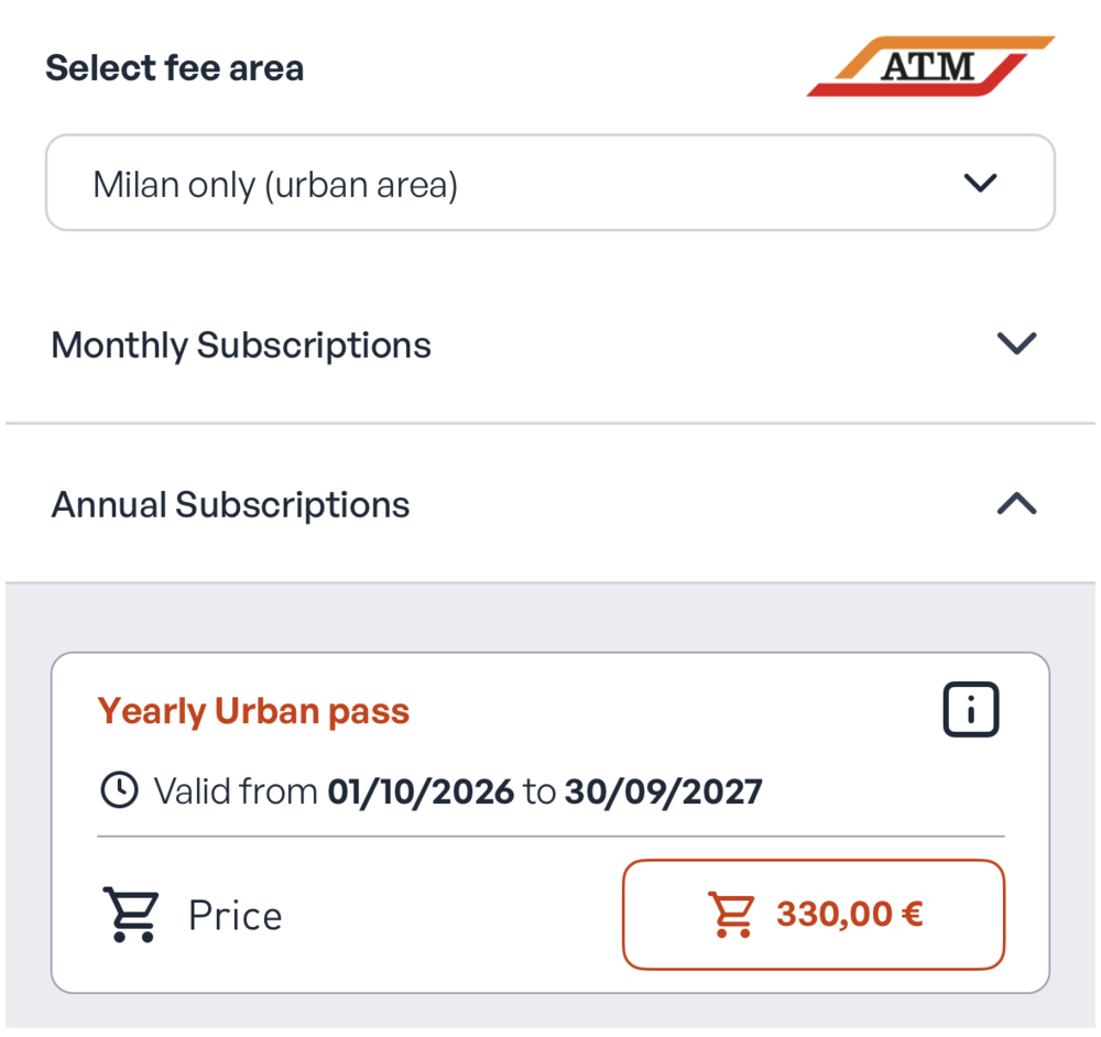 App 上的年票價格
